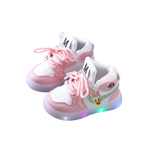 Buty za kostkę sportowe Baby na lato LED Disney kaczka Daisy różowe.png