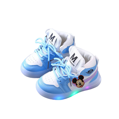 Buty za kostkę sportowe Baby na lato LED Disney myszka Mickey niebieskie.png