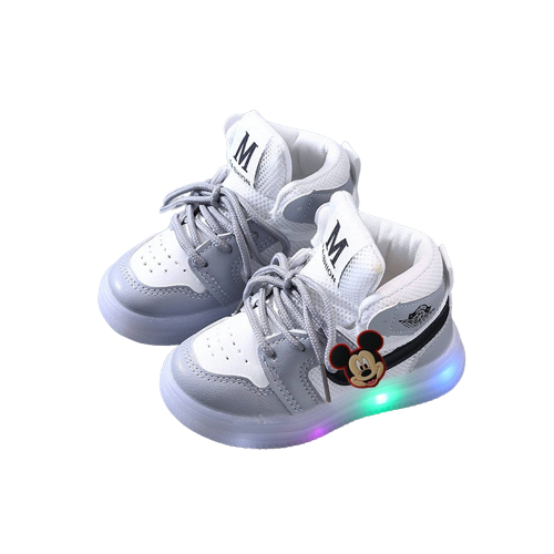 Buty za kostkę sportowe Baby na lato LED Disney myszka Mickey szare.png