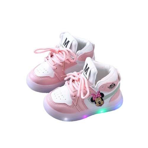 Buty za kostkę sportowe Baby na lato LED Disney myszka Mini różowe.png