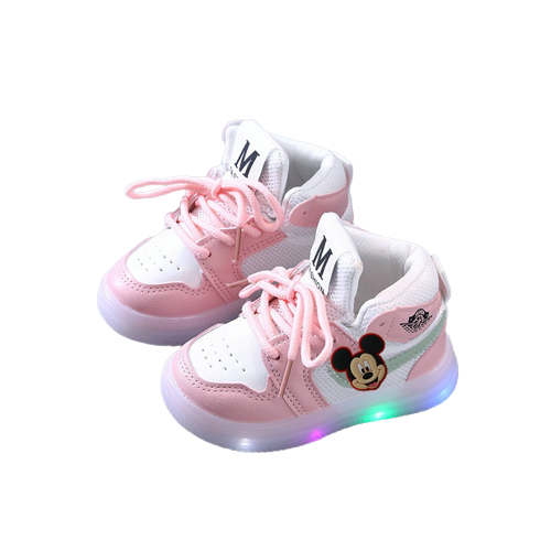 Buty za kostkę sportowe Baby na lato LED Disney myszka Mickey różowe.png