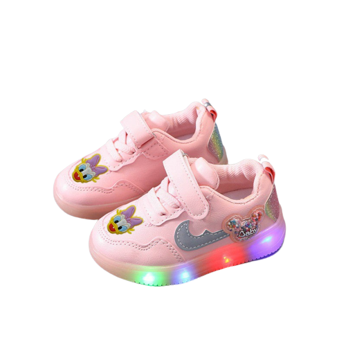 Buty niskie sportowe Baby na lato LED Disney kaczka Daisy różowe.png