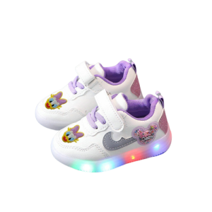 Buty niskie sportowe Baby na lato LED Disney kaczka Daisy fioletowe