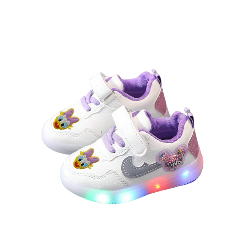 Buty niskie sportowe Baby na lato LED Disney kaczka Daisy fioletowe.png