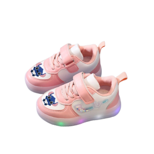 Buty niskie sportowe Baby na lato LED Disney Lilo i Stich różowe