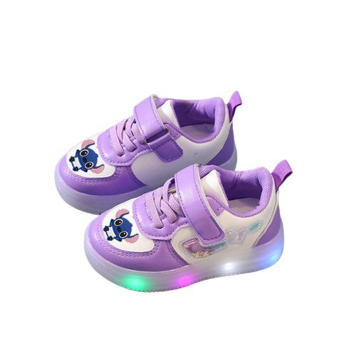 Buty niskie sportowe Baby na lato LED Disney Lilo i Stich lawendowe.png