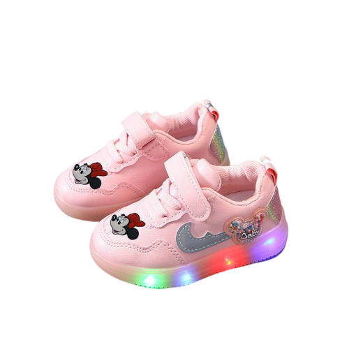 Buty niskie sportowe Baby na lato LED Disney myszka Mini całe różowe.png
