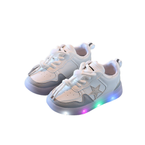 Sneakersy dziecięce star modne wygodne elastyczne szaro białe 