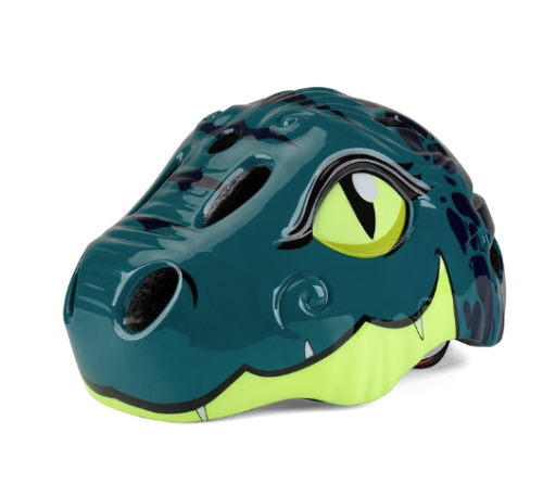 Kask rowerowy dziecięcy 3D zwierzęta dinozaur ciemny zielony.png