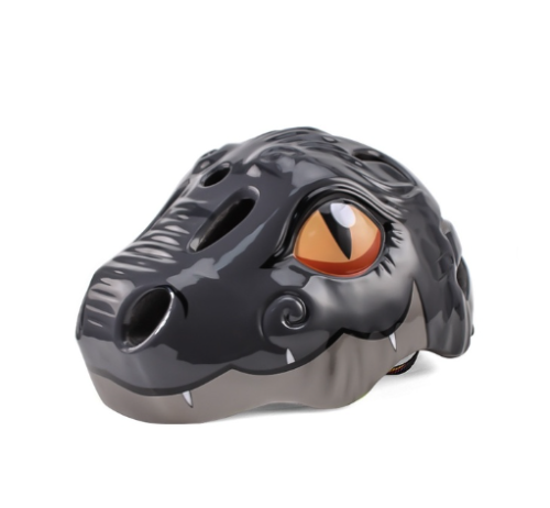 Kask rowerowy dziecięcy 3D zwierzęta dinozaur czarny .png