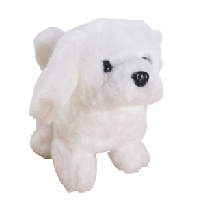 Pies zabawka Maltańczyk macha ogonkiem chodzi daje głos maskotka