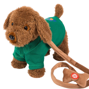 Piesek pluszowy maskotka na smyczy rasowy interaktywny duży 