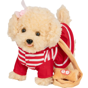 Piesek pluszowy maskotka na smyczy rasowy interaktywny duży 