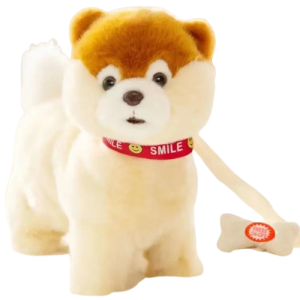 Piesek pluszowy maskotka na smyczy rasowy interaktywny duży 