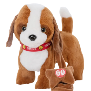 Piesek pluszowy maskotka na smyczy rasowy interaktywny duży 