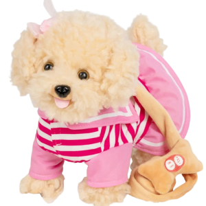 Piesek pluszowy maskotka na smyczy rasowy interaktywny duży 