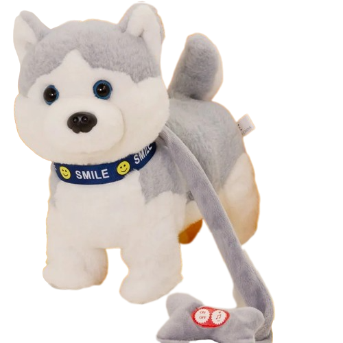Piesek pluszowy interaktywny na smyczy chodzi i daje głos szczeniak Husky .png