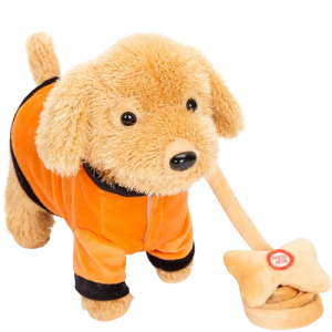 Piesek pluszowy maskotka na smyczy rasowy interaktywny duży 