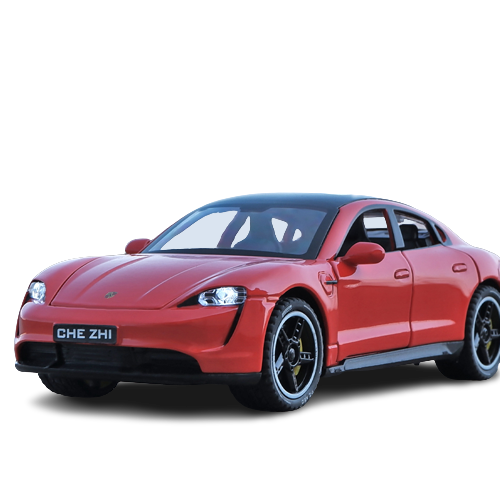 Porsche Taycan Turbo S elektryczny model zabawka czerwony.png