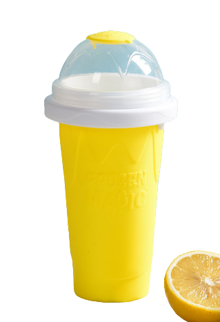 Kubek do mrożonego smoothie 300 ml silikonowy żółty.png
