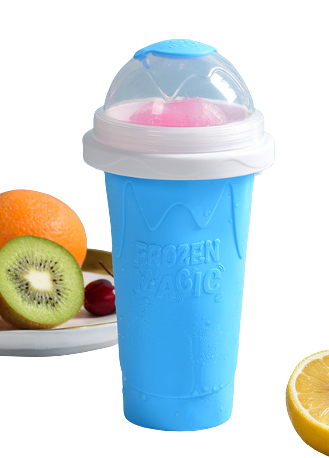 Kubek do mrożonego smoothie 300 ml silikonowy niebieski.png