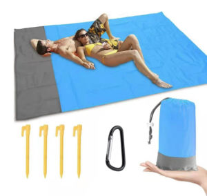 Mata plażowa wodoodporna lekka duża 200 x 210 cm oddychająca niebieska