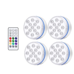 Basenowe lampki kolorowe RGB na pilota 4 sztuki na przyssawki