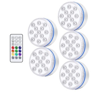 Basenowe lampki kolorowe RGB na pilota 5 sztuk na przyssawki