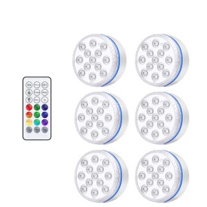 Basenowe lampki kolorowe RGB na pilota 6 sztuk na przyssawki