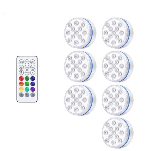Basenowe lampki kolorowe RGB na pilota 7 sztuk na przyssawki 