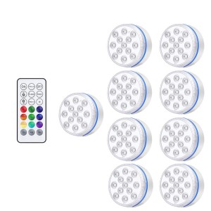 Basenowe lampki kolorowe RGB na pilota 9 sztuk na przyssawki