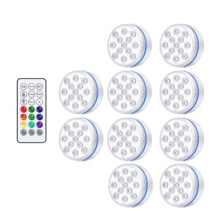 Basenowe lampki kolorowe RGB na pilota 10 sztuk na przyssawki