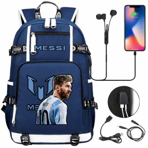 Szkolno podróżny plecak piłkarski pakowny z USB Messi 