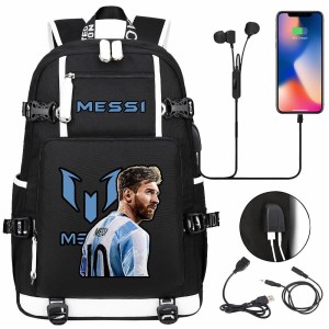 Szkolno podróżny plecak piłkarski pakowny z USB Messi 