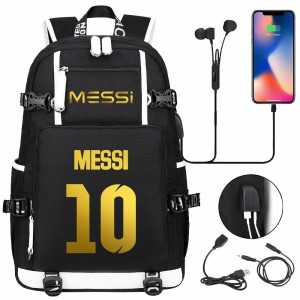 Szkolno podróżny plecak piłkarski pakowny z USB Messi 