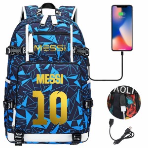 Szkolno podróżny plecak piłkarski pakowny z USB Messi 