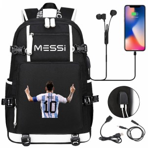 Szkolno podróżny plecak piłkarski pakowny z USB Messi 