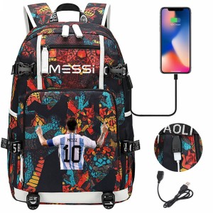 Szkolno podróżny plecak piłkarski pakowny z USB Messi 