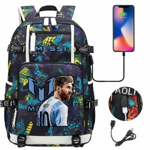 Szkolno podróżny plecak piłkarski pakowny z USB Messi 