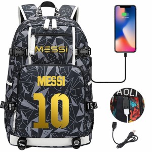 Szkolno podróżny plecak piłkarski pakowny z USB Messi 