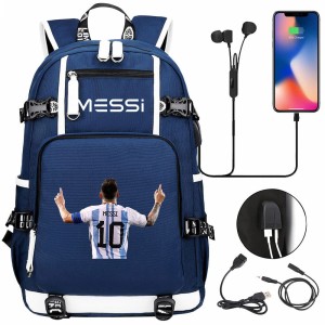 Szkolno podróżny plecak piłkarski pakowny z USB Messi 
