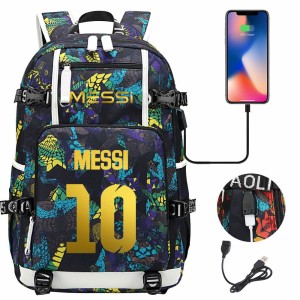 Szkolno podróżny plecak piłkarski pakowny z USB Messi 