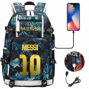 Szkolno podróżny plecak piłkarski pakowny z USB Messi 