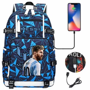 Szkolno podróżny plecak piłkarski pakowny z USB Messi 