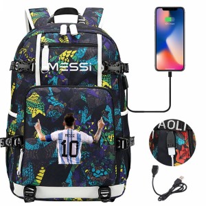 Szkolno podróżny plecak piłkarski pakowny z USB Messi 