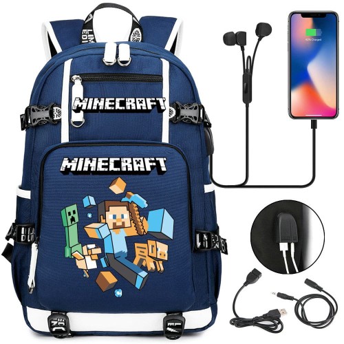 Plecak szkolny dla ucznia Minecraft pojemny na przybory książki .jpeg