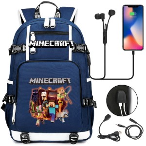 Plecak dziecięcy szkolny podróżny z przejściem USB Minecraft Odblaskowy