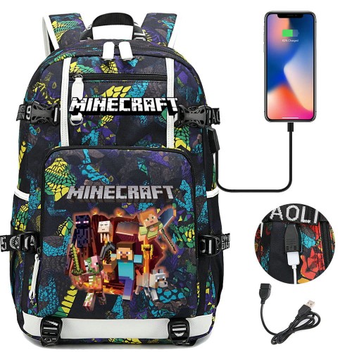 Plecak szkolny dla ucznia Minecraft pojemny na przybory książki .jpeg