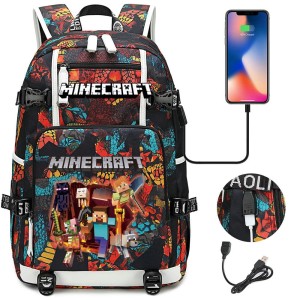 Plecak dziecięcy szkolny podróżny z przejściem USB Minecraft Odblaskowy