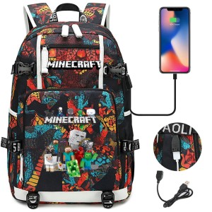 Plecak dziecięcy szkolny podróżny z przejściem USB Minecraft Odblaskowy